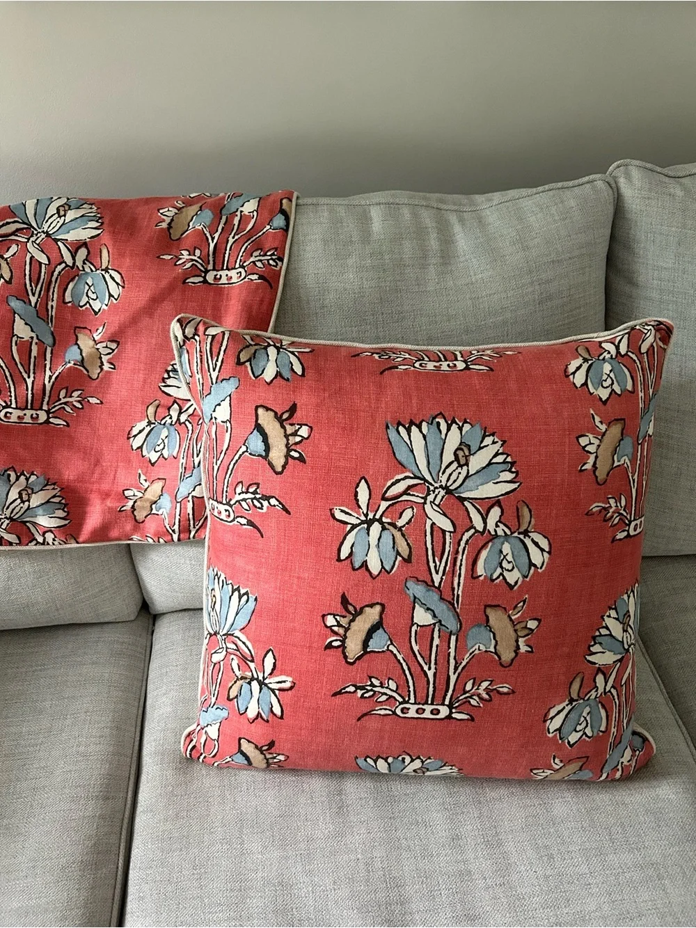 Schumacher - Coral Floral Pattern Decorative Throw Pillow Covers